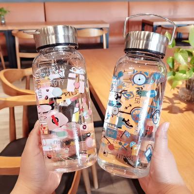 China 2021 Hot Selling 16oz Wholesale Graffiti Tea Viable Transparent Glass Mug Outdoor Portable Filtered Water Bottle for sale