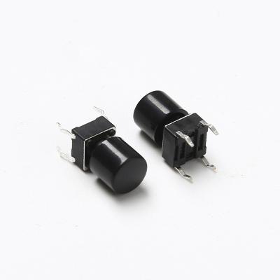 China Audio And Visual Products Black Square Cap Tact Key Switch 6*6*7.3 for sale