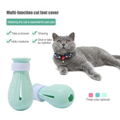 China 2022 Anti-sharp Cat Bath Pet Foot Paw Cover Amazon Amazon Boots Silicone Cute Eco-friendly Viable Hot Selling Anti-Sharp Cat Boots for sale