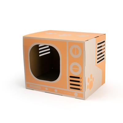 China Wholesale Eco-friendly Sustainable Recycle 2022 New Design Cardboard Corrugated Pet Paper Cat Scratching Scratcher Toy Box House for sale