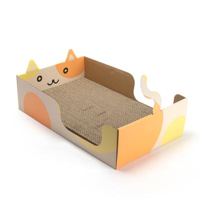 China Manufacturer New Design 2021 Viable Wrinkled Cardboard Bed Scratch Board Cat Scratcher Toy Pet Paper Bed for sale