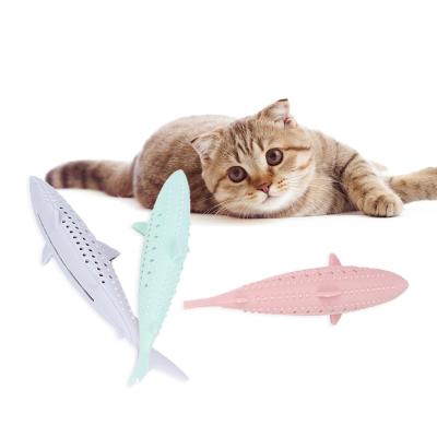 China Factory Wholesale Eco Friendly Soft Silicone Catnip Fish Pet Stocked Interactive Cat Toy for sale