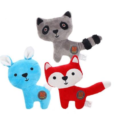 China 2022 Sustainable Amazon Top Selling Fox Bear Raccoon Chew Plush Stuffed Dog Squeaky Interactive Training Toys for sale