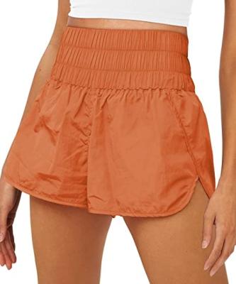 China Sporty Gym Shorts Women's Anti-Wrinkle Running Smocked High Waist Shorts Warm Up Casual Fit Shorts for sale