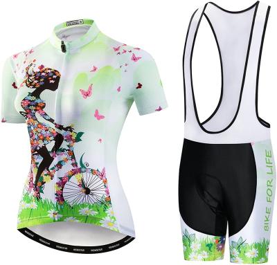 China Breathable Women's Tank Top Cycling Short Sleeve With Shorts Padded Quick Dry Shirts Bike Clothing Set for sale