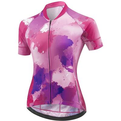 China Cycling Breathable Women's Tank Top Short Sleeve Road Bike Shirt Bicycle Cycling Cycling Top 4 Back Pockets UPF50+ for sale