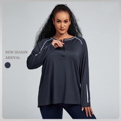 China Breathable Wholesale Fitness Gym Clothes Black Ladies Plus Size Long Sleeve T Shirt For Woman for sale