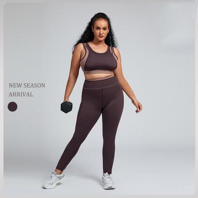 China New Arrival Breathable Activewear Plus Size Sports Bra And Leggings Yoga Gym Two Piece Sets for sale