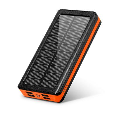 China Dual Port 4USB Solar Output Input With 9 LED Solar Power Bank Outdoor Camping Lights With Strong Flashlight Waterproof Solar 20000mAh Charger for sale