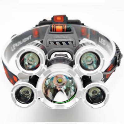 China Ningbo Outdoor Factory Most Powerful High Lumen 5xT6 18650 Led Head Torch Hot Selling Waterproof Rechargeable Headlamp For Outdoor for sale