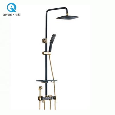 China High quality multifunctional slide bar black and gold rain shower column being set with shower brass bidet for sale