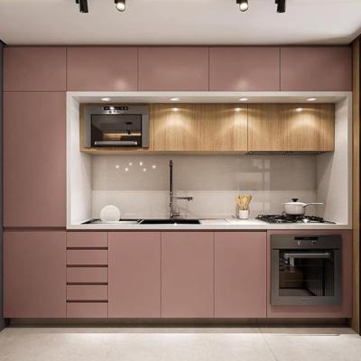 China Exquisite Environmentally Friendly Pink Matte Lacquer Small Wall Kitchen Cabinets for sale