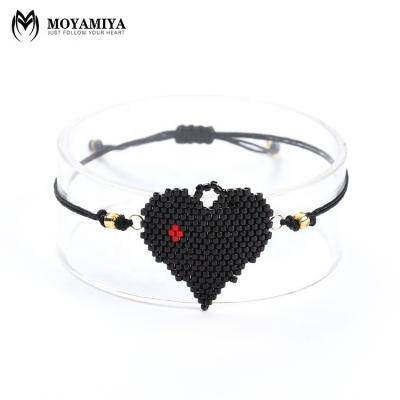 China BOHEMIA moyamiya miyuki heart beaded friendship cord bracelet custom charms accesorios for sale