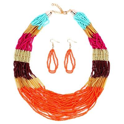 China Moyamiya Ethnic African Jewelry Sets Multicolor Resin Statement Women Necklace Fashion Beaded Jewelry for sale