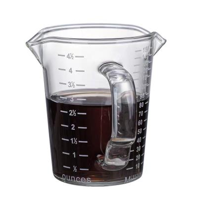 China Double Spouts Viable Glass Measuring Jar Espresso Coffee Shot Glass 150ml Measuring Glass Cup Milk Cup With Handle for sale