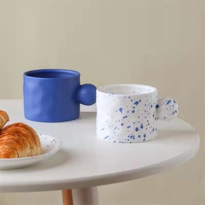 China New Nordic Hand Painted Tableware Customized Cup Viable Design Couple Cup Splash Ink Breakfast Cups Coffee Mugs Water Fat for sale