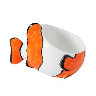 China Non-automatic Cute Fish Shape 15 Degree Inclined Ceramic Non-Slip Pet Cat Bowl for sale