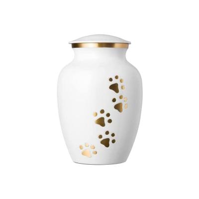 China Wholesale Custom White Paws Stocked Design Ceramic Pet Urn for sale