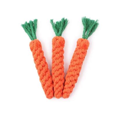 China Handmade Cotton Carrot Puppy Molar Teeth Rope Stocked Interactive Dog Chew Toy For Small Dog for sale