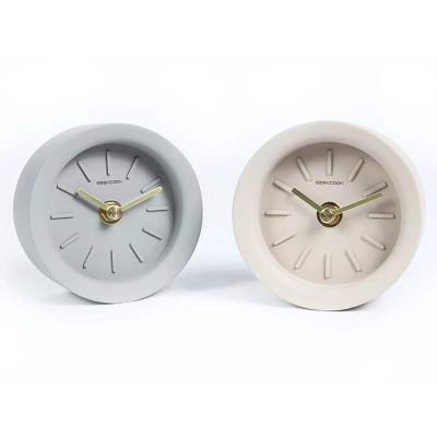 China Concrete Home Desk Clock Small Style Antique Round Design 3D Digital For Kids for sale