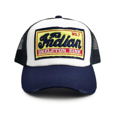 China The People's Cheap Custom 5 Panel Mesh Cap Trucker Hat Applique Embroidered Patch Promotional Trucker Hats for sale