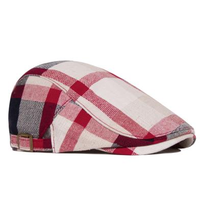 China Picture Sale Fashion Plaid Berets Unisex Hat For Men Woman Custom Winter Military Hat Wholesale for sale