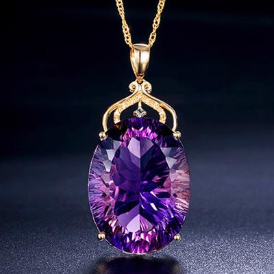 China Other European and American Ladies Fashion Luxury Amethyst Necklace Amethyst Gemstone Pendant Necklace Wedding Wedding Jewelry for sale