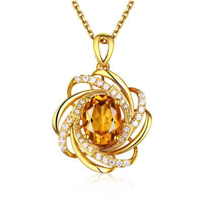 China Other New Sapphire Crystal Pendant Necklace For Women Spiral Flower Charm Luxury Elegant Oval Necklace Romantic Wedding Jewelry for sale