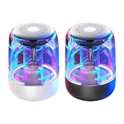 China Crystal Clear Atmosphere Blue Colored Light Crystal Blue Colored Light High-Fidelity Speaker TWS Stereo Blue Tooth Speaker TWS Speaker With MIC for sale