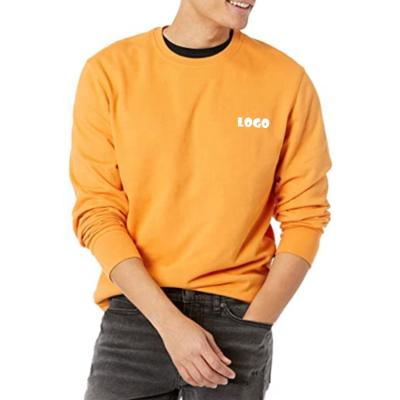 China OEM Fashion Casual Men's Light Weight French Terry Crew Neck Pullover Hoodie QUICK DRY Yellow Color Custom Made Light Weight Long Sleeve Sweater for sale