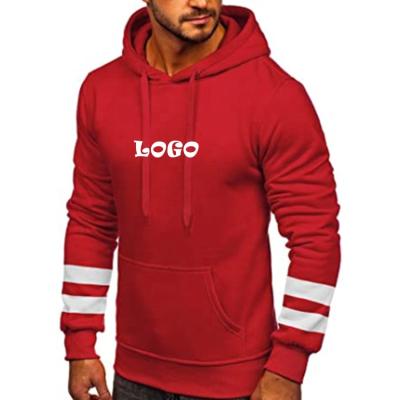 China ODM Custom Logo Men Long Sleeve OEM Anti-Wrinkle Fleece Color Block Casual Pullover Drawstring Hoodie Hooded Sweatshirt With Pocket for sale