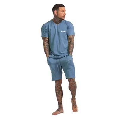 China QUICK DRY Soid 2 Piece Summer Shorts Color Sets Mens Fashionable Tracksuits Short Sleeve Casual Tops Shorts Cotton For Men for sale