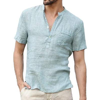 China 2021 summer hot sale Anti-wrinkle cotton shirt casual short sleeve hipster button up beach men's T-shirts for sale