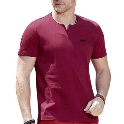 China Summer QUICK DRY Casual V-Neck T-shirt Men's 1 Piece Sleeve Basic Sporty-Shirts Basic Tops Fit Slim Beefy Short Cotton With Buttons for sale