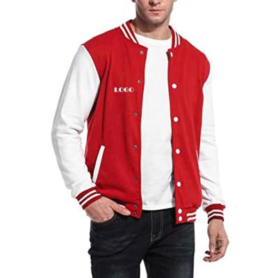 China 2021 Hot Sale Red+White Hot Color QUICK DRY Color Custom College Style Baseball Bomber Jackets 2021 Casual Cotton For Women Men for sale