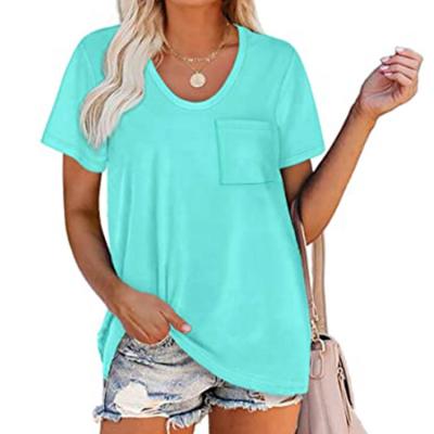 China anti-wrinkle women summer casual t shirts hold waist shorts sleeveless short rounded v-neck pocket women&'s sleeves t top shirt for sale