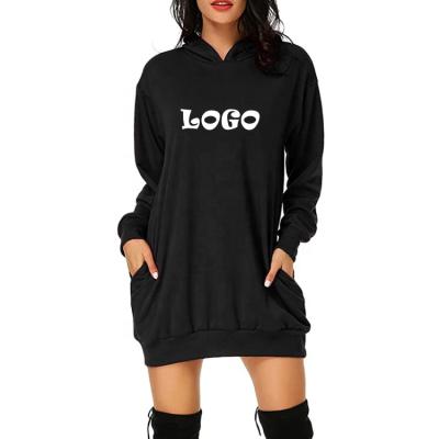 China Cheap Price Women's Anti-Wrinkle V-Neck Pockets Drawstring Hooded Dress Tunic Pullover Comfortable Long Sleeve Sweatshirt For Women for sale