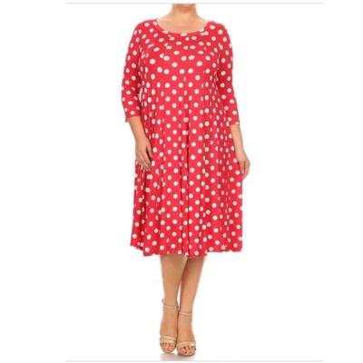China Viable factory direct fashion printed retro big wave point print dress big millimeter tie up one-piece skirt plus size women's dresses for sale