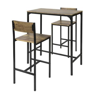 China Vintage Modern Metal High Leg Living Room 1 Bar Table And 2 Stools Bar Restaurant Buffet Table Furniture for sale