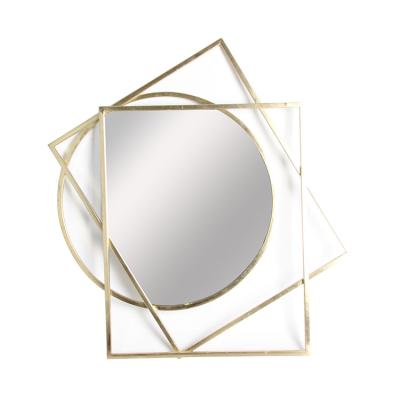 China Wall Decor Modern Bathroom Vanity Metal Plated Gold Different Shaped Mirror for sale