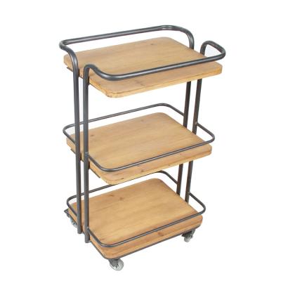 China 2020 Customized Wooden Serving Trolley Small Furniture Food Cart Trolley Three Tier Tool Service for sale