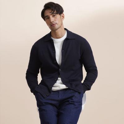 China High Quality Patchwork Style Cashmere Cardigan Men's Breathable Fashion Sweater for sale