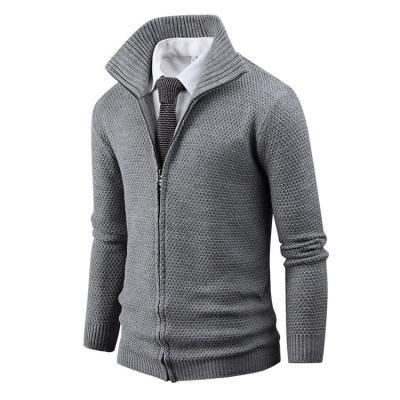 China Breathable Knitted Twist Thickened Warm Cardigan Men Collar Sweater Comic Zipper Long Sleeve Top for sale