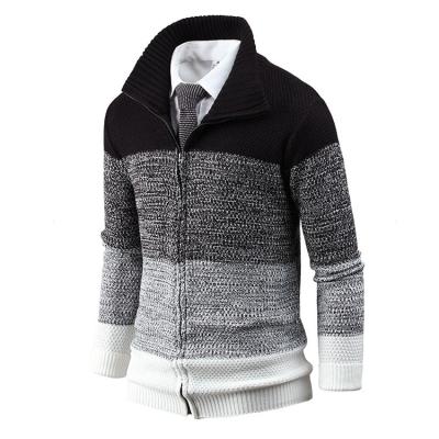 China 2022 Wholesale Knitted Custom Men's Breathable Zipper Striped Cardigan Sweater Coat With Pocket for sale