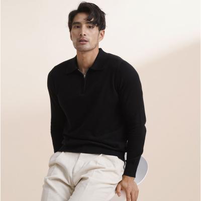 China Breathable Fly Design Cashmere Zipper Men's Cotton Machine Washable Long Sleeve Polo Knit Sweater for sale