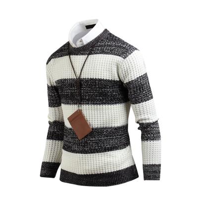 China 2022 Fashionable Striped Knitted Designer OEM Solid Color Anti-Wrinkle Sweater Pullover Sweaters For Men for sale