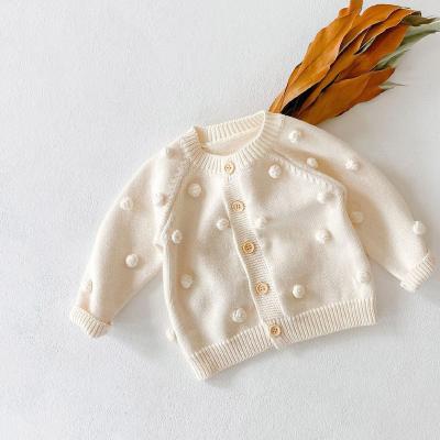 China Anti-pilling fat baby small ball cardigan sweater fluffy winter solid casual basic fall knit baby sweater coat for sale