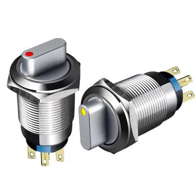 China 19mm 22mm Illuminated Metal Explosion Proof 2 3 Position Selector Rotary Switch R12 for sale