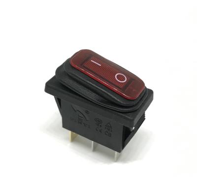 China Equipment Electric Rocker Switch 16A 250V 20A 125V 3 Pin Red Green Led Waterproof for sale