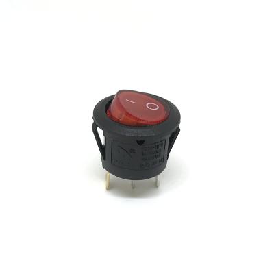 China Electrical Spst 3 Pin Multi-Effect Equipment Round Red Led Rocker Switch On/Off for sale